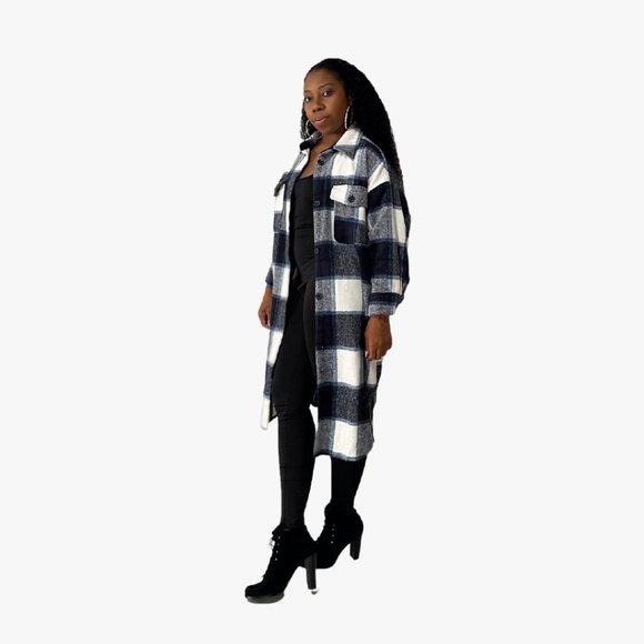 🎊 (NWT) Oversize Longline Flannel Plaid Shacket - Picture 7 of 13